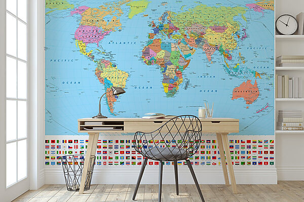 Carte du monde avec différents drapeaux Carte du monde avec différents drapeaux
