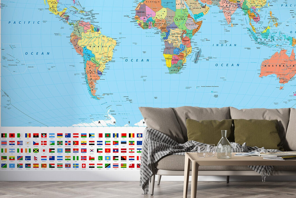 Carte du monde avec différents drapeaux Carte du monde avec différents drapeaux