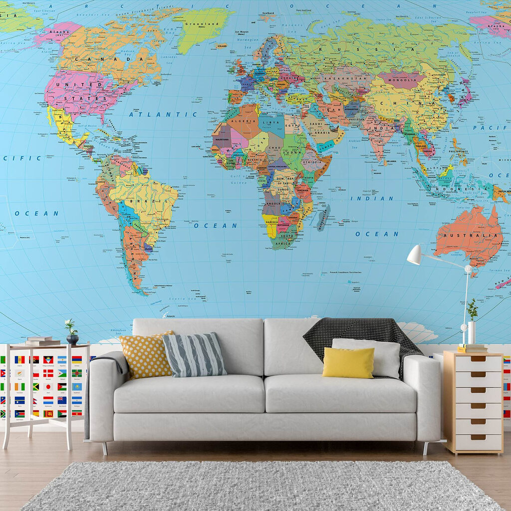 Carte du monde avec différents drapeaux Carte du monde avec différents drapeaux