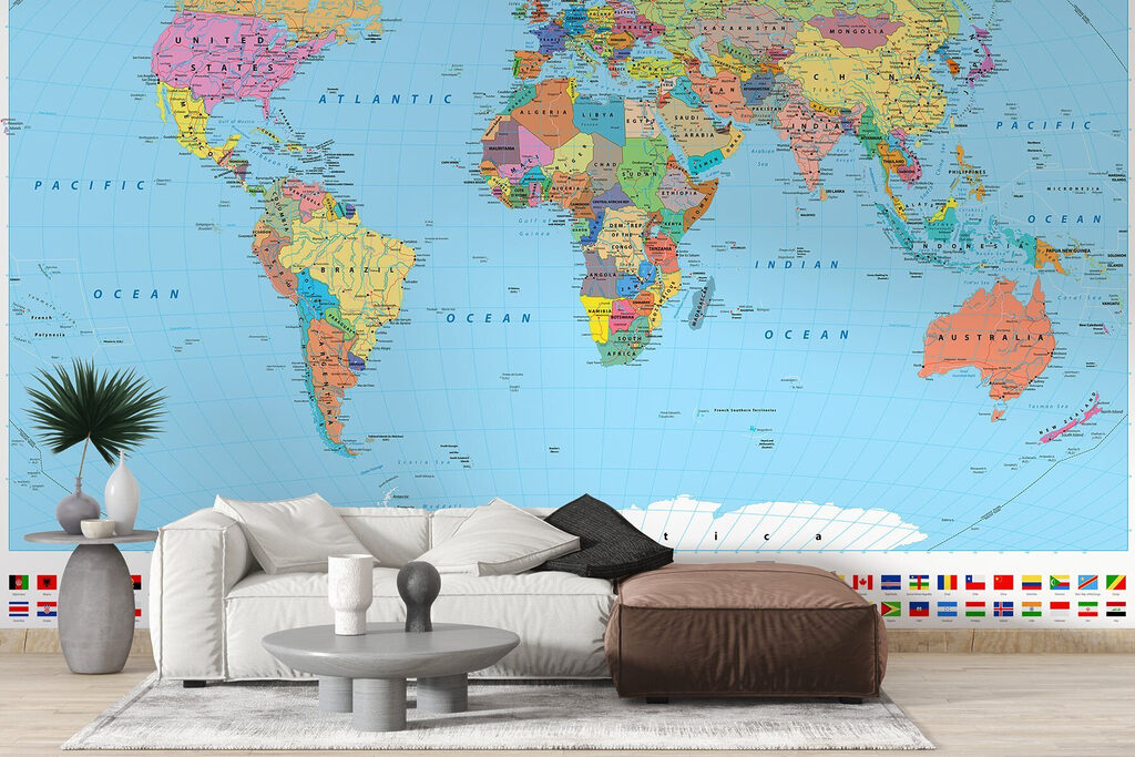 Carte du monde avec différents drapeaux Carte du monde avec différents drapeaux