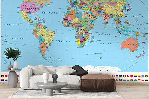 Carte du monde avec différents drapeaux Carte du monde avec différents drapeaux
