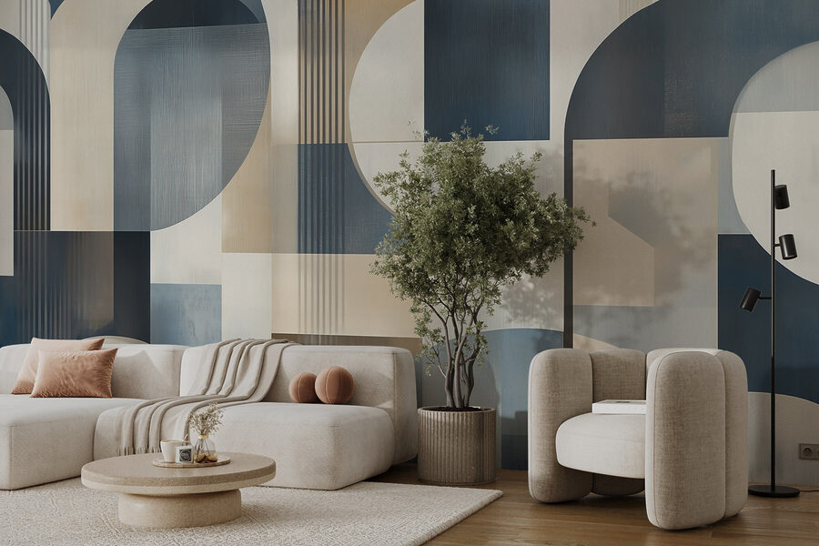 Pièce d'art colorée avec des formes courbes