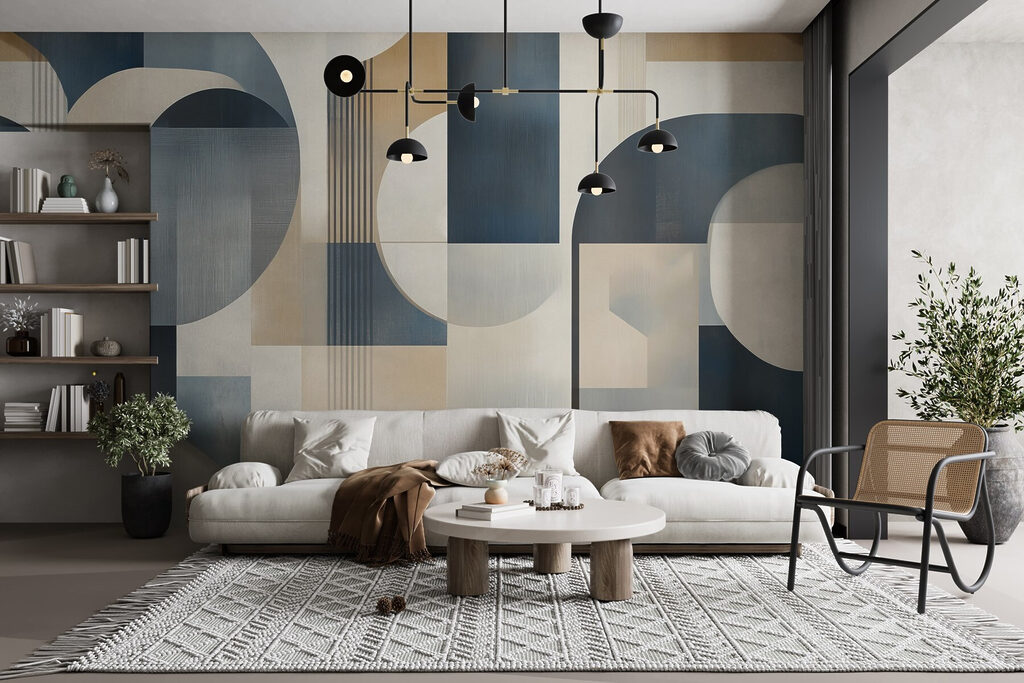 Pièce d'art colorée avec des formes courbes