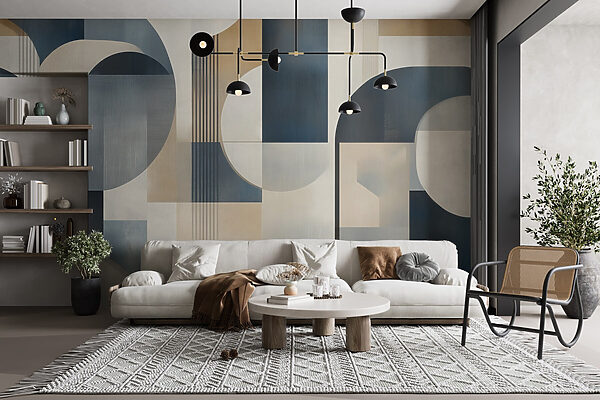Pièce d'art colorée avec des formes courbes Pièce d'art colorée avec des formes courbes