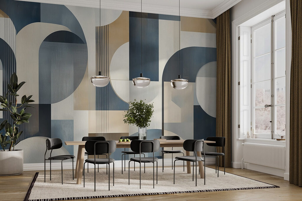 Pièce d'art colorée avec des formes courbes