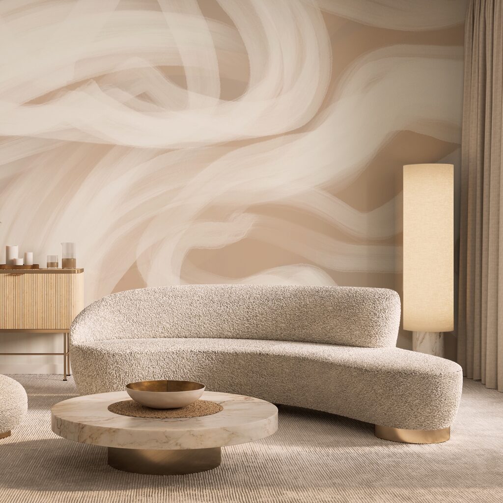 Tourbillons blancs sur fond beige