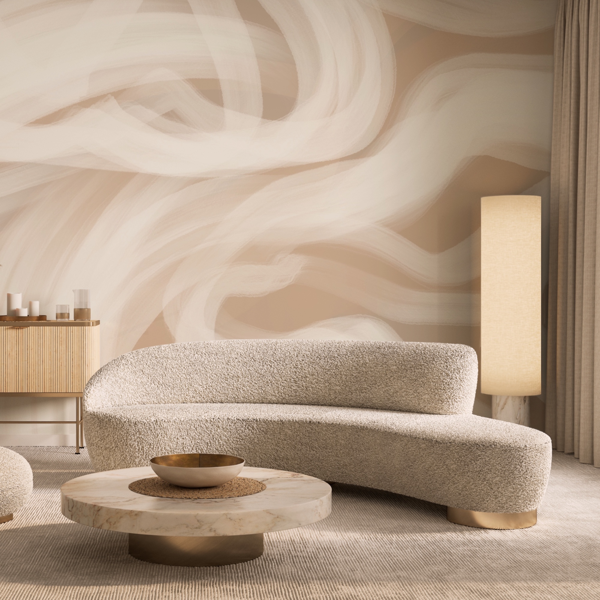 Tourbillons blancs sur fond beige