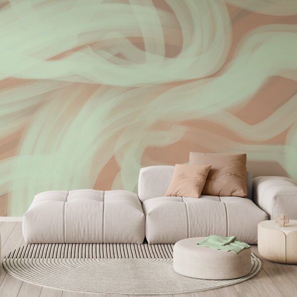 Tourbillons blancs et verts sur fond rose Tourbillons blancs et verts sur fond rose