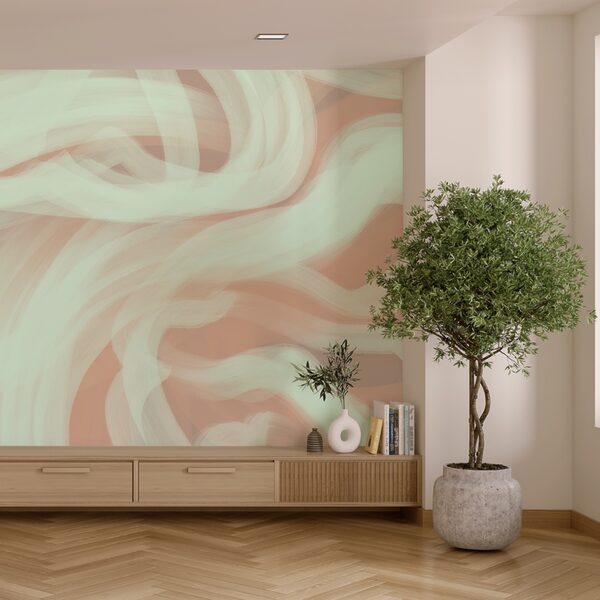 Tourbillons blancs et verts sur fond rose Tourbillons blancs et verts sur fond rose