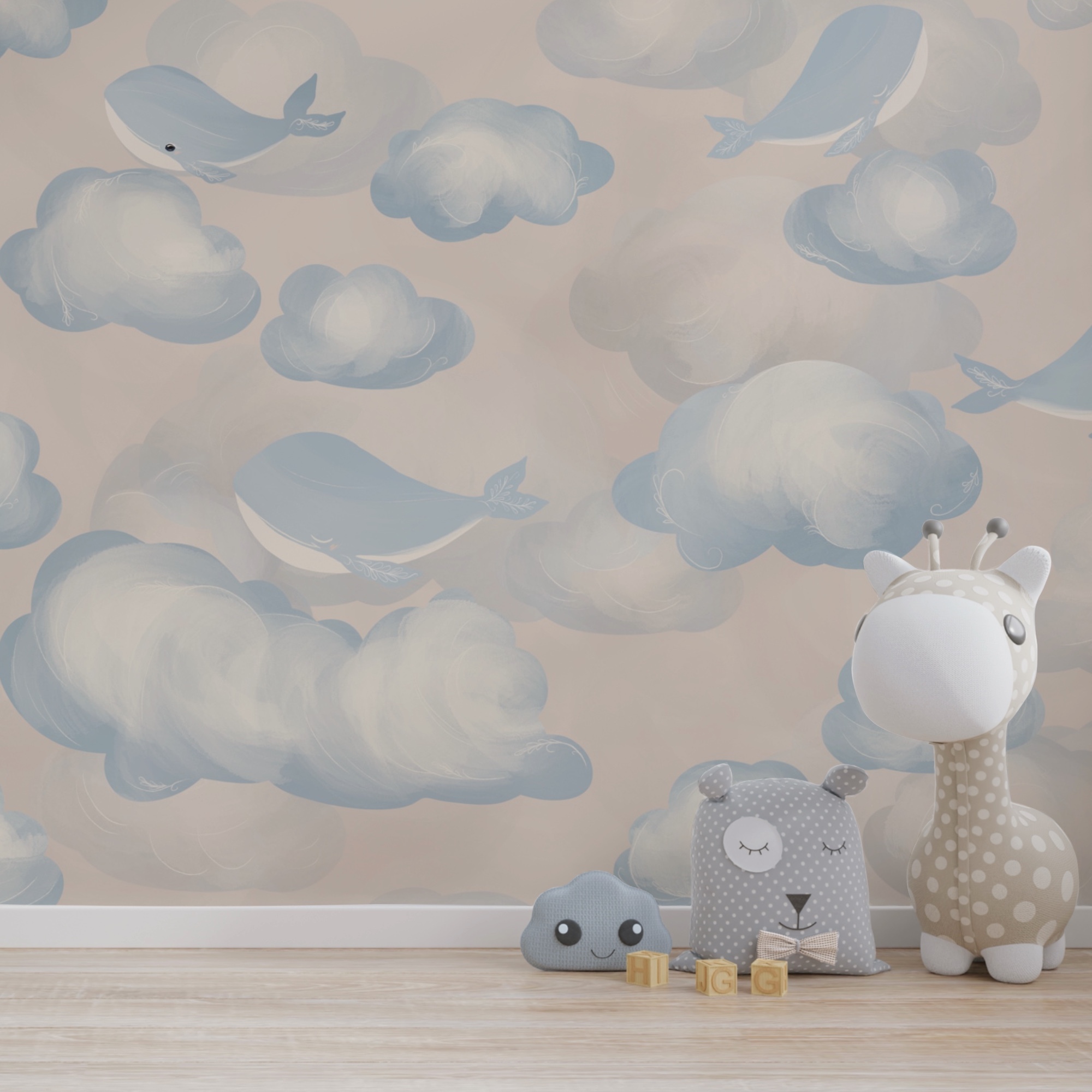 Nuages bleus et blancs et baleines Nuages bleus et blancs et baleines