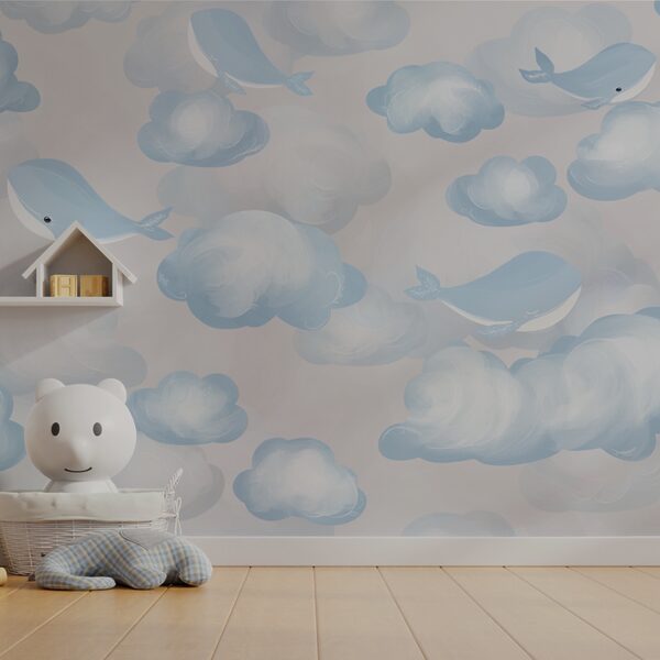 Nuages bleus et blancs et baleines Nuages bleus et blancs et baleines