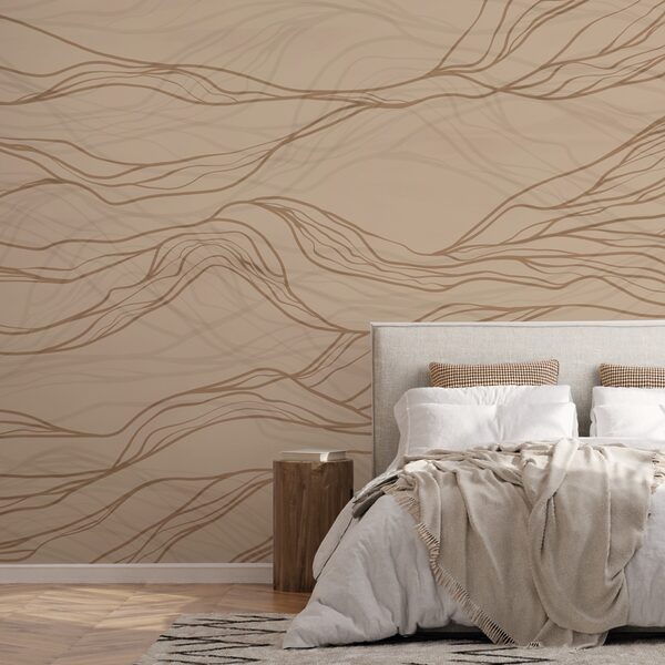 Papier peint Papier peint Lignes brunes sur fond beige (UGS : t00151)