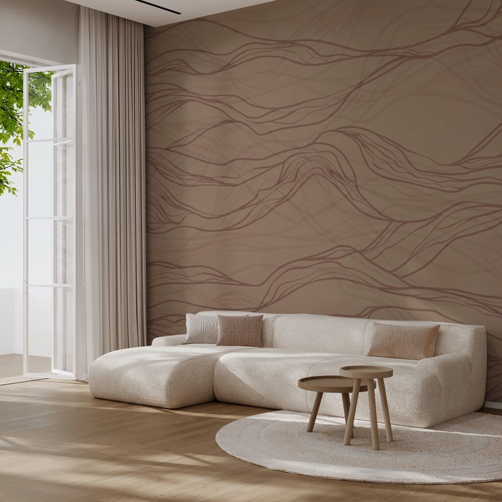 Lignes ondulées brunes sur une surface bronzée Lignes ondulées brunes sur une surface bronzée