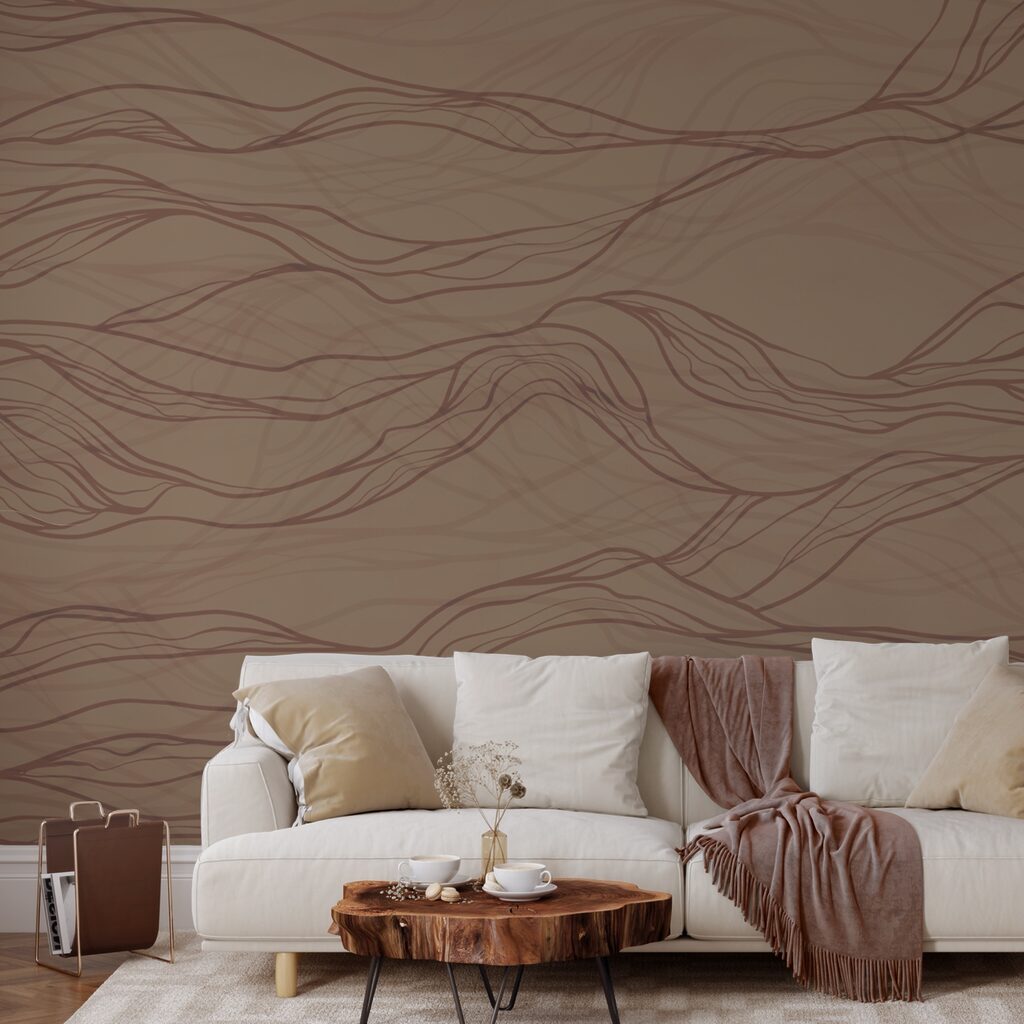 Lignes ondulées brunes sur une surface bronzée Lignes ondulées brunes sur une surface bronzée