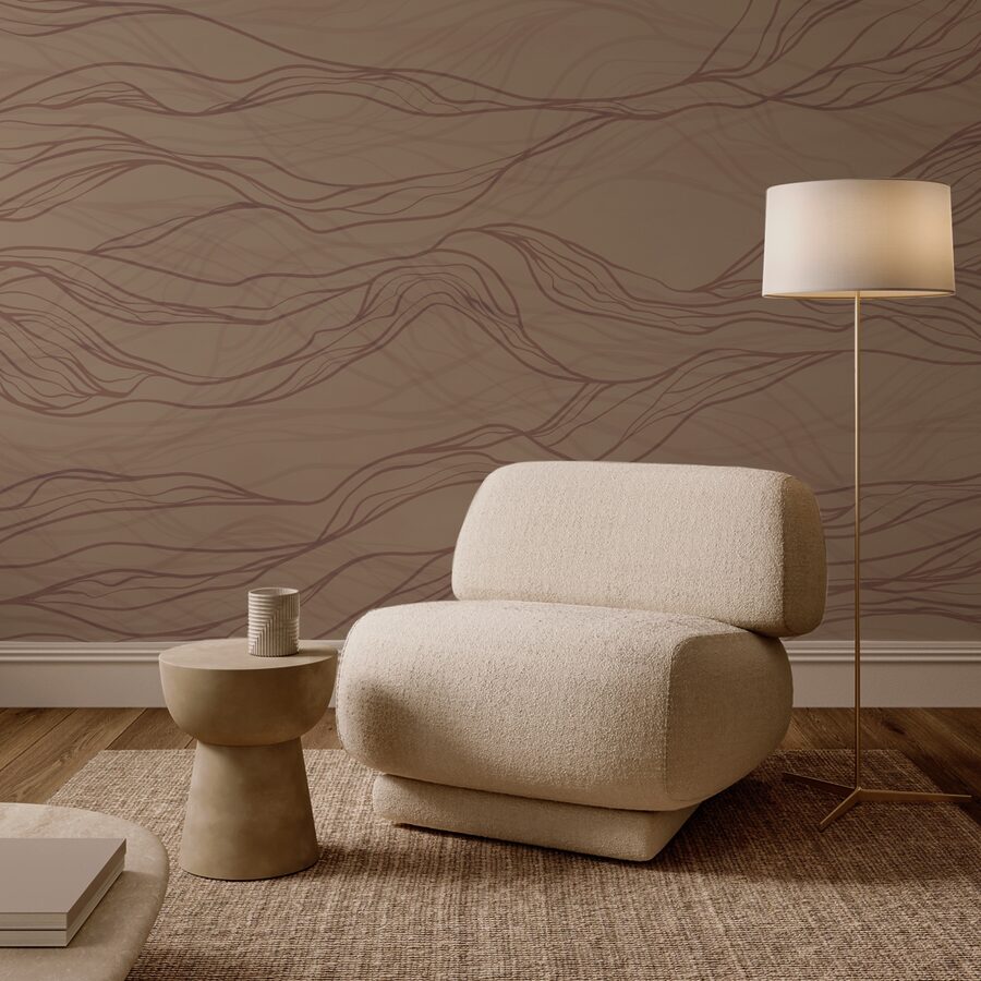 Lignes ondulées brunes sur une surface bronzée