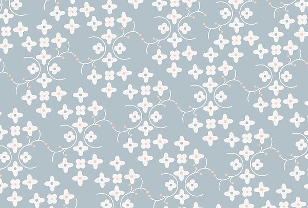 Motif de fleurs blanches et de points roses sur fond bleu Motif de fleurs blanches et de points roses sur fond bleu
