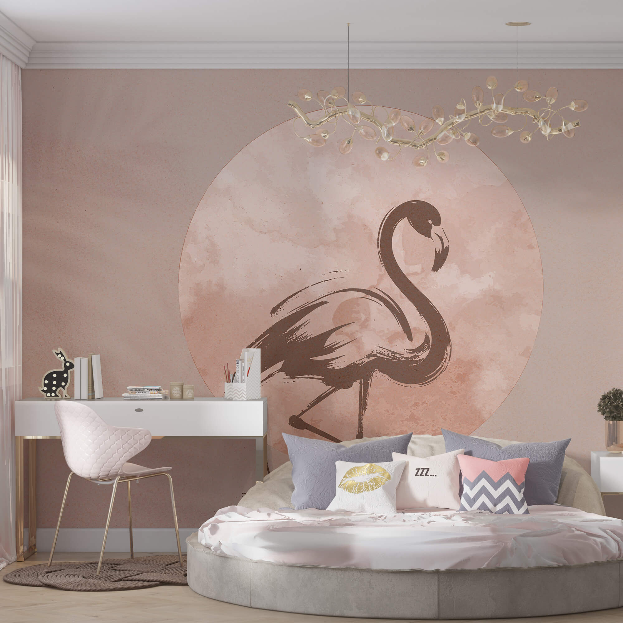 Dessin de flamant rose sur papier