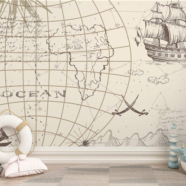 Carte du monde et bateau Carte du monde et bateau