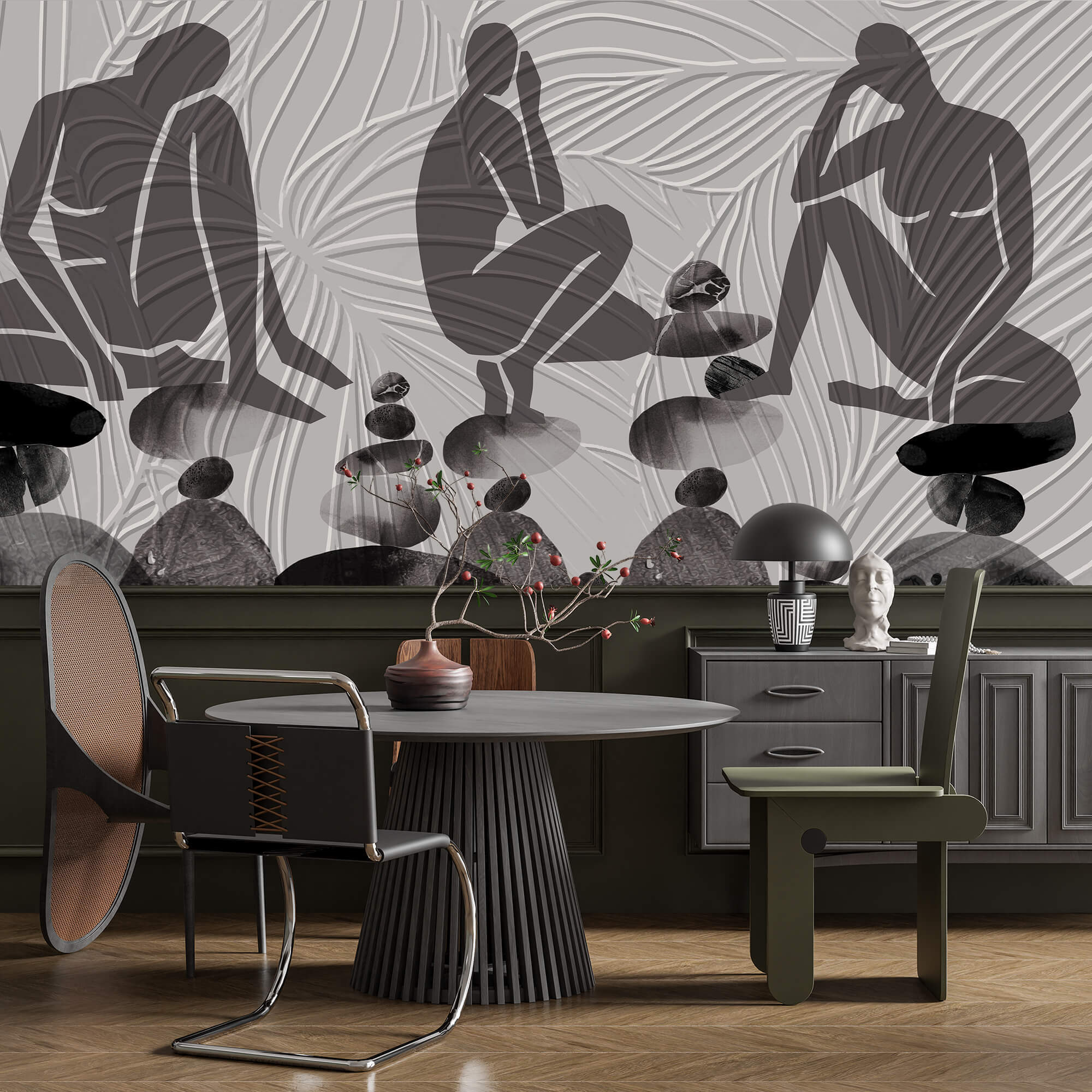 Groupe de personnes assises sur des rochers Groupe de personnes assises sur des rochers