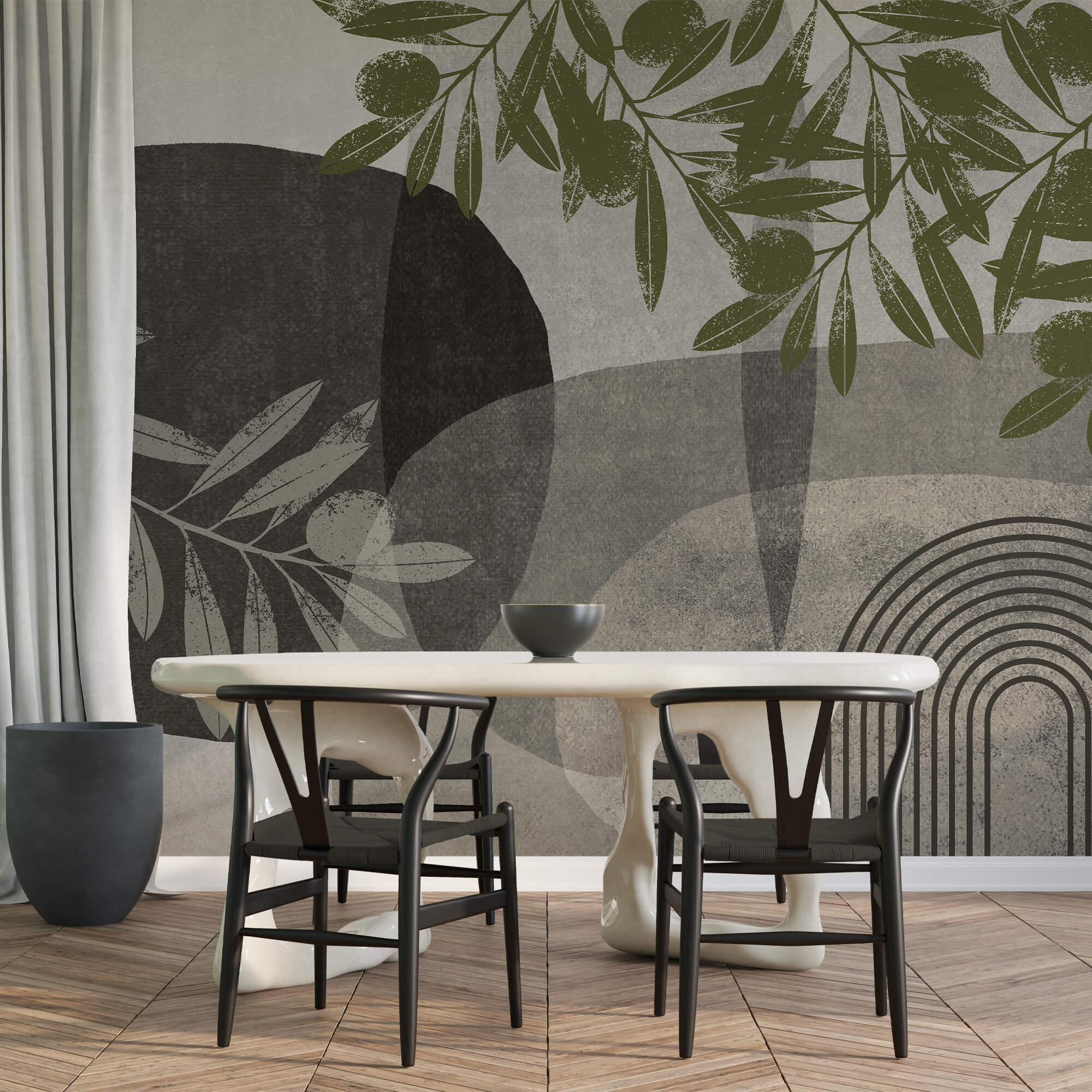 Éléments naturels dans un dessin abstrait