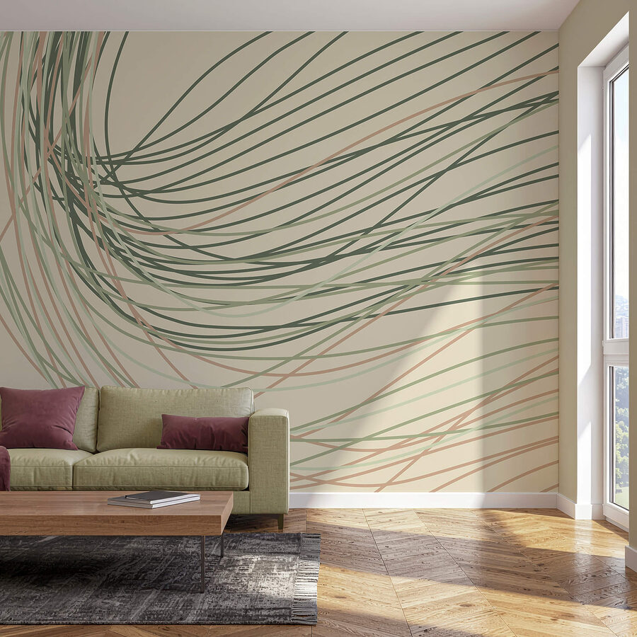 Peintures murales Lignes fluides dans des tons pastel doux Peintures murales Lignes fluides dans des tons pastel doux