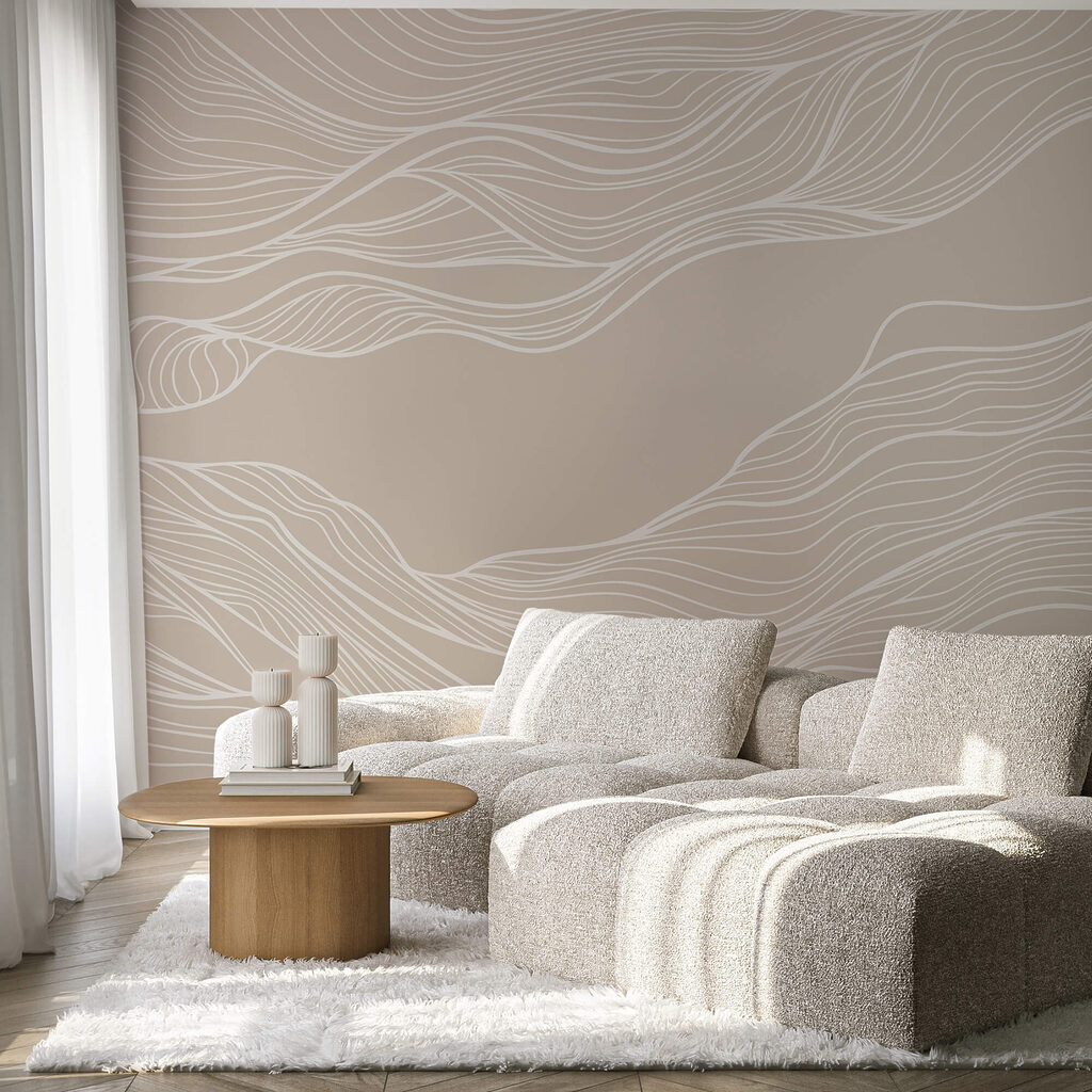 Lignes blanches sur fond brun