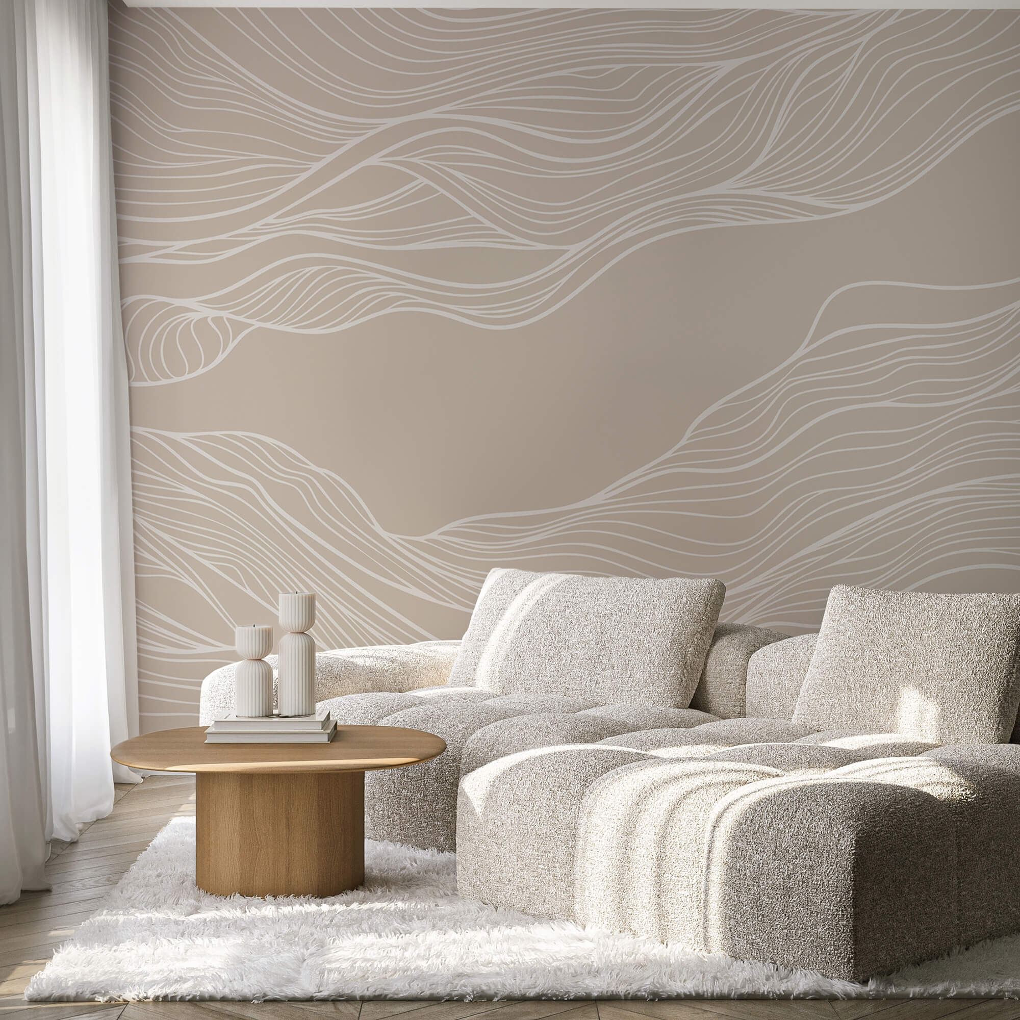 Lignes blanches sur fond brun