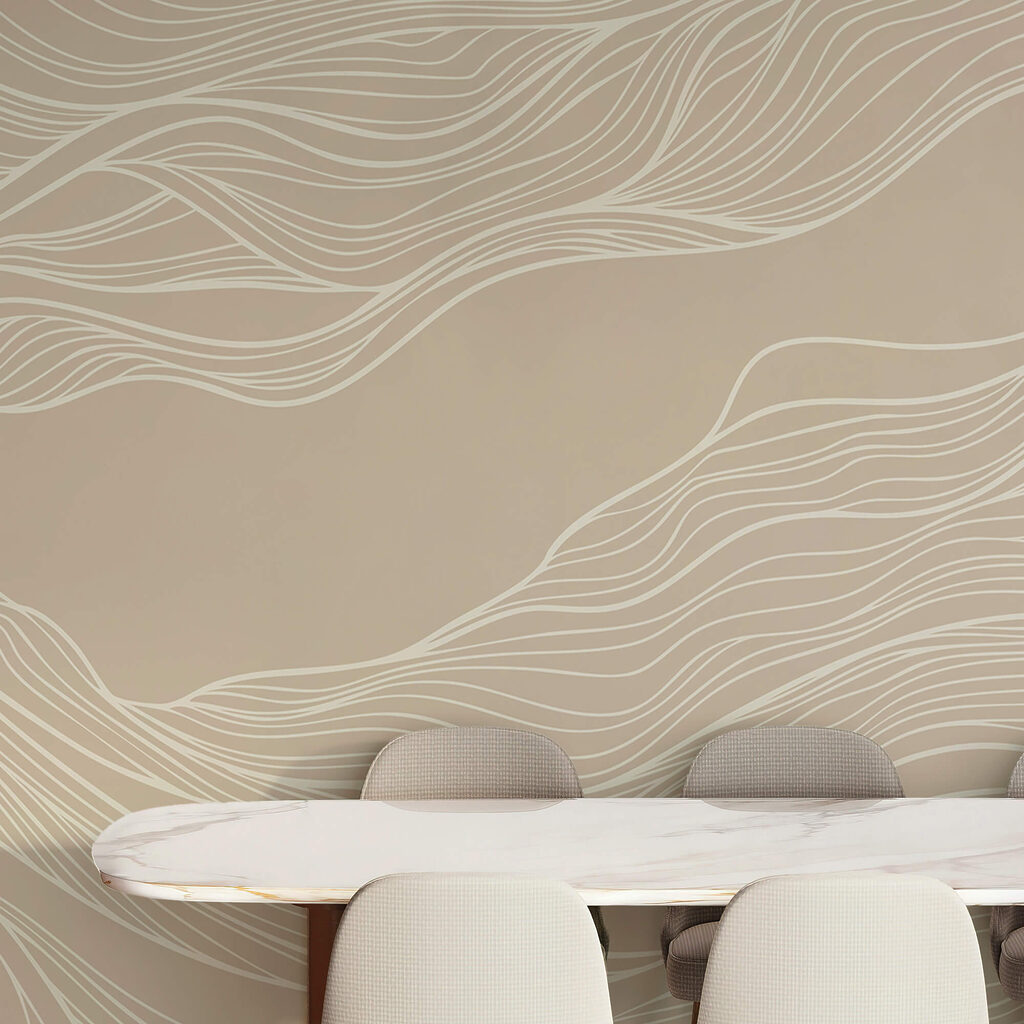 Lignes blanches sur fond brun