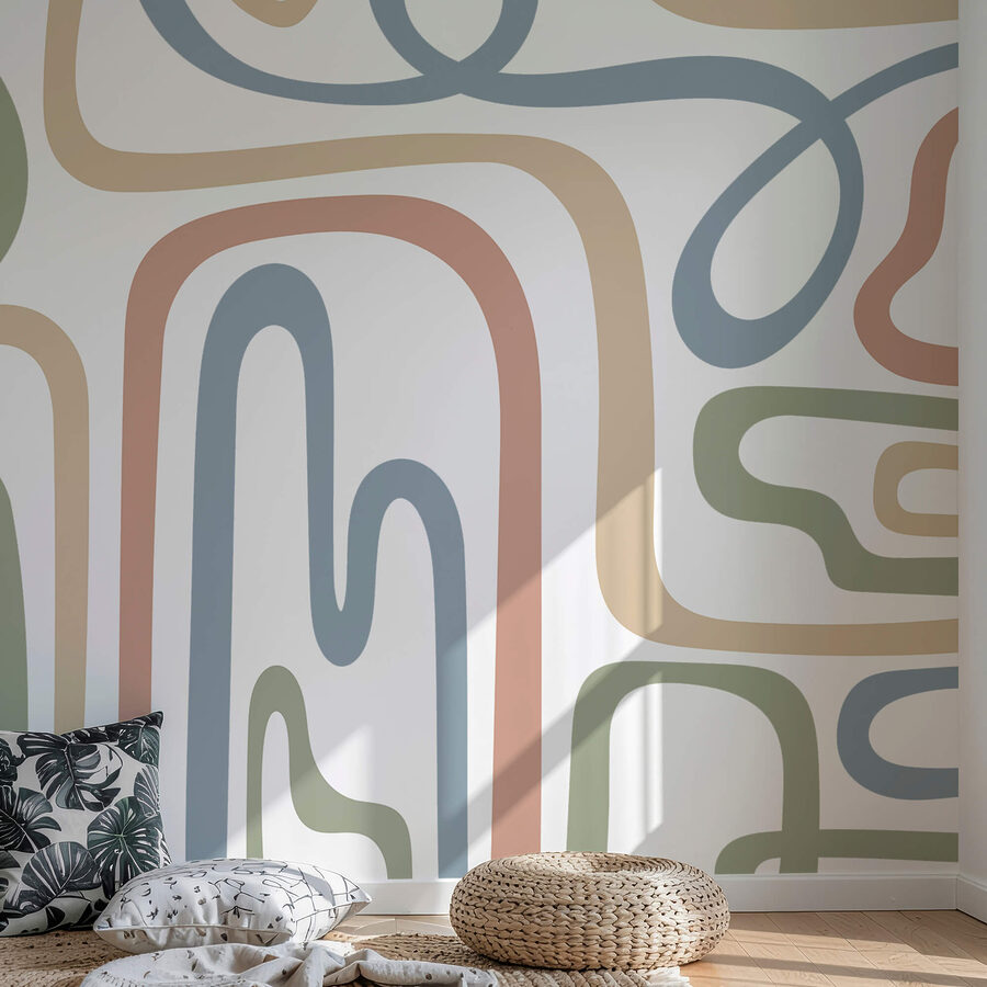 Peintures murales Lignes colorées sur fond blanc