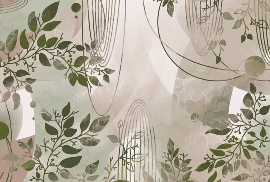 Motif abstrait d'inspiration naturelle dans les verts
