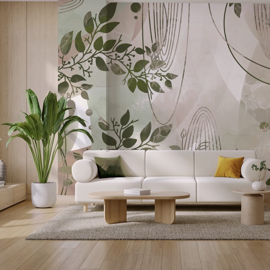 Motif abstrait d'inspiration naturelle dans les verts