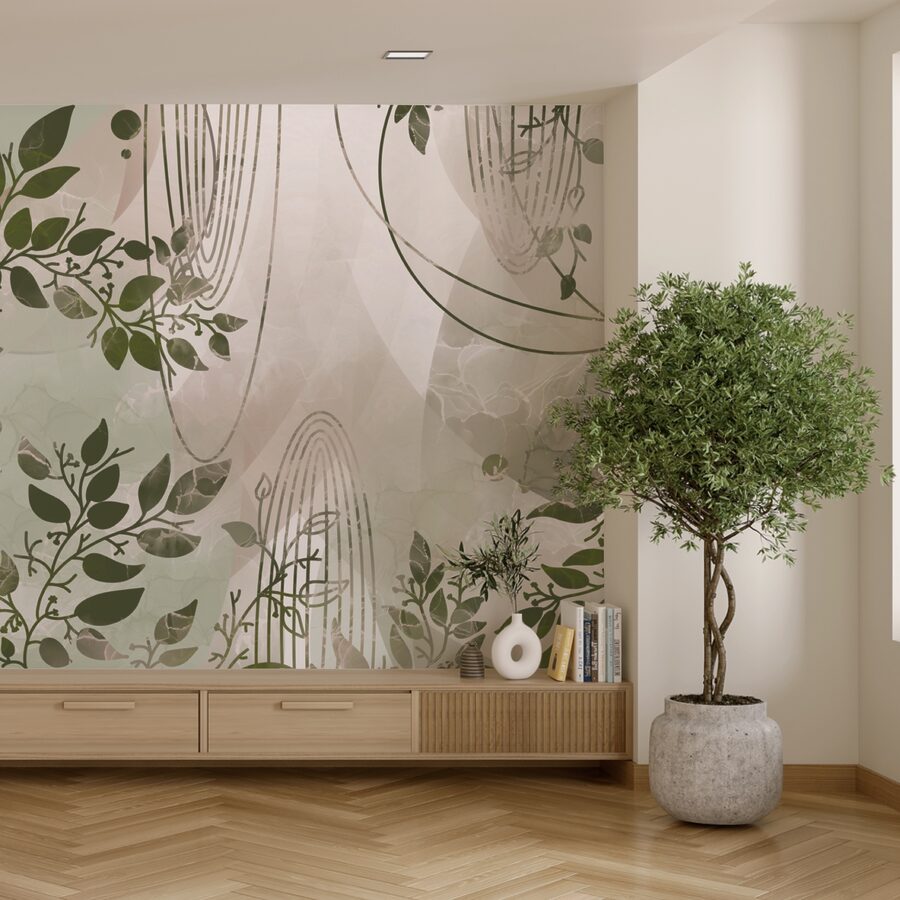 Motif abstrait d'inspiration naturelle dans les verts