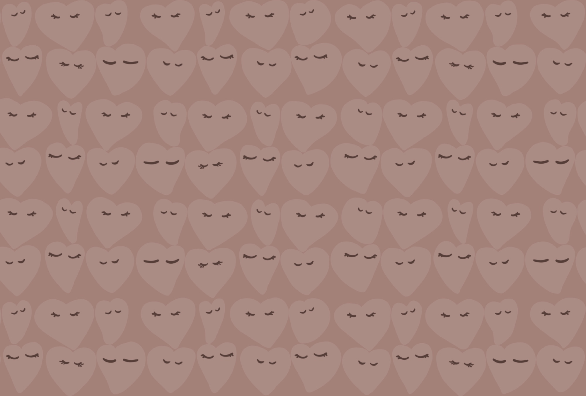 Heart patterns with playful expressions