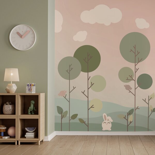 Groupe de lapins et d'arbres Groupe de lapins et d'arbres