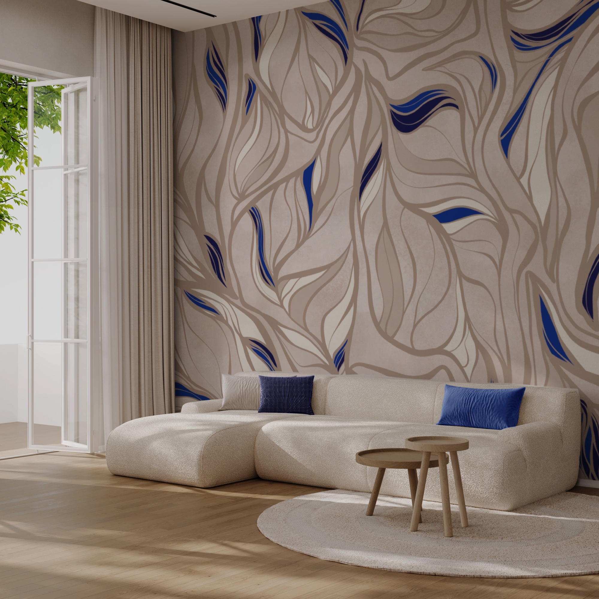 Motif de lignes bleues et feu