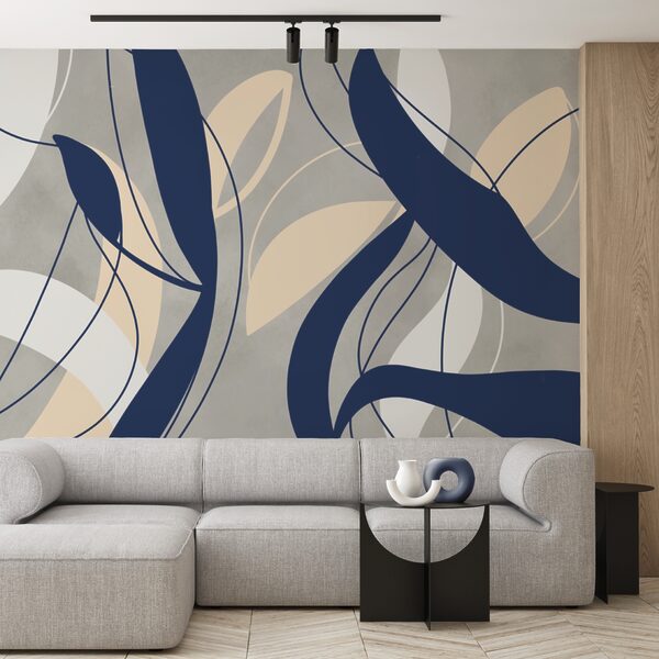 Tourbillons bleus et blancs sur fond gris Tourbillons bleus et blancs sur fond gris