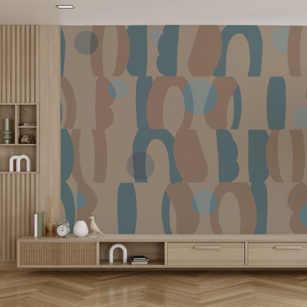 Motif de formes bleues et brunes