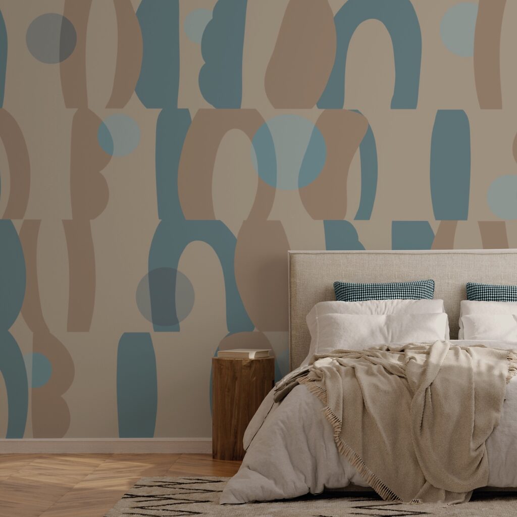Motif de formes bleues et brunes