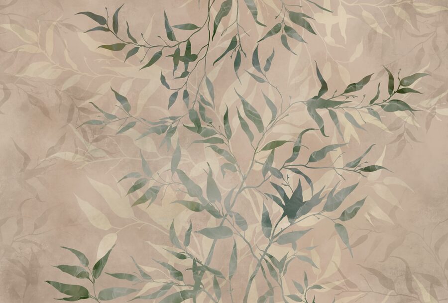 Motif de feuilles sur fond beige