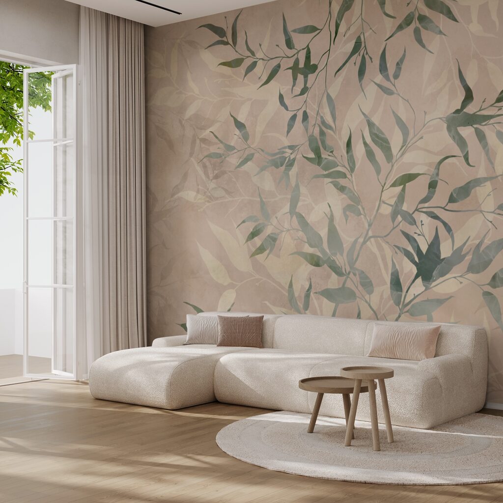 Motif de feuilles sur fond beige Motif de feuilles sur fond beige