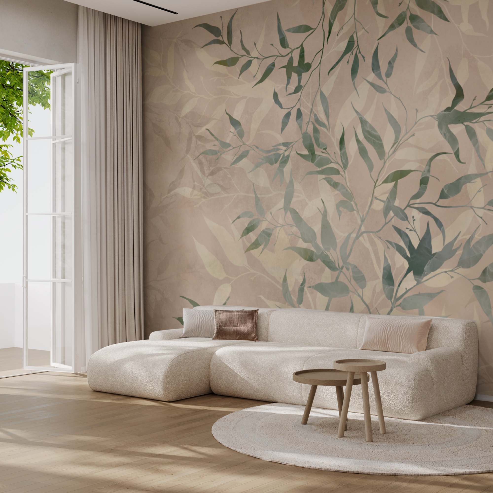 Motif de feuilles sur fond beige Motif de feuilles sur fond beige