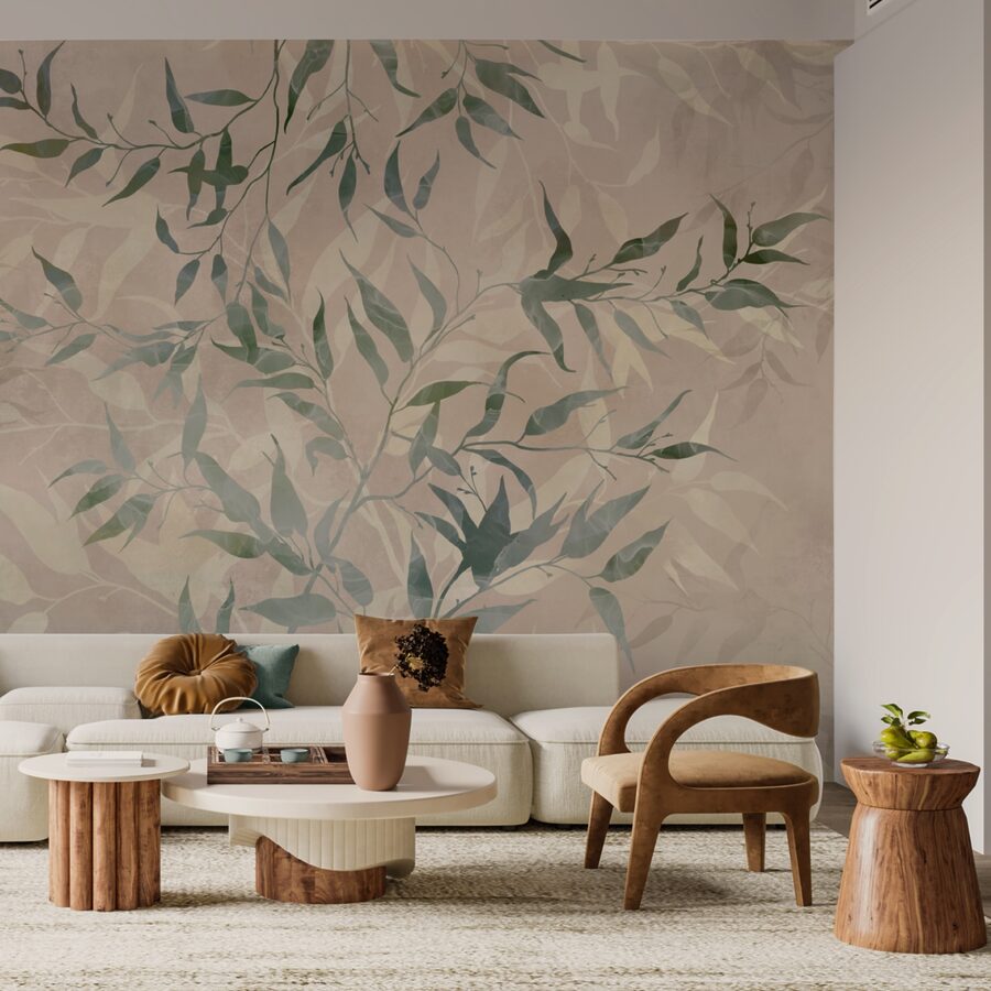 Motif de feuilles sur fond beige