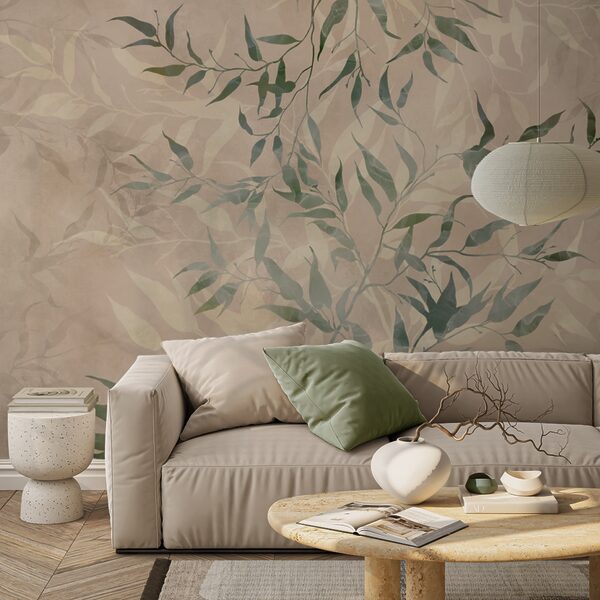 Motif de feuilles sur fond beige Motif de feuilles sur fond beige