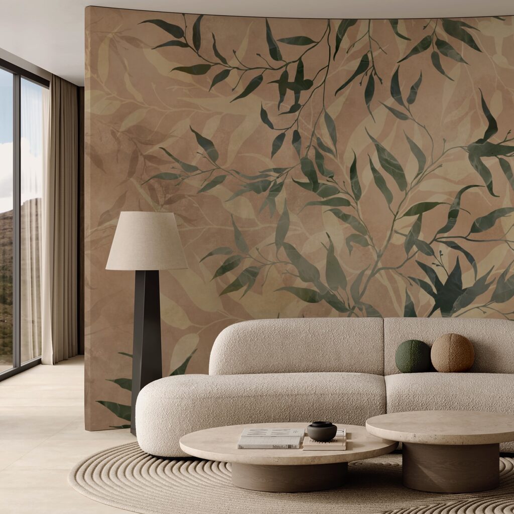 Feuillage naturel sur fond texturé