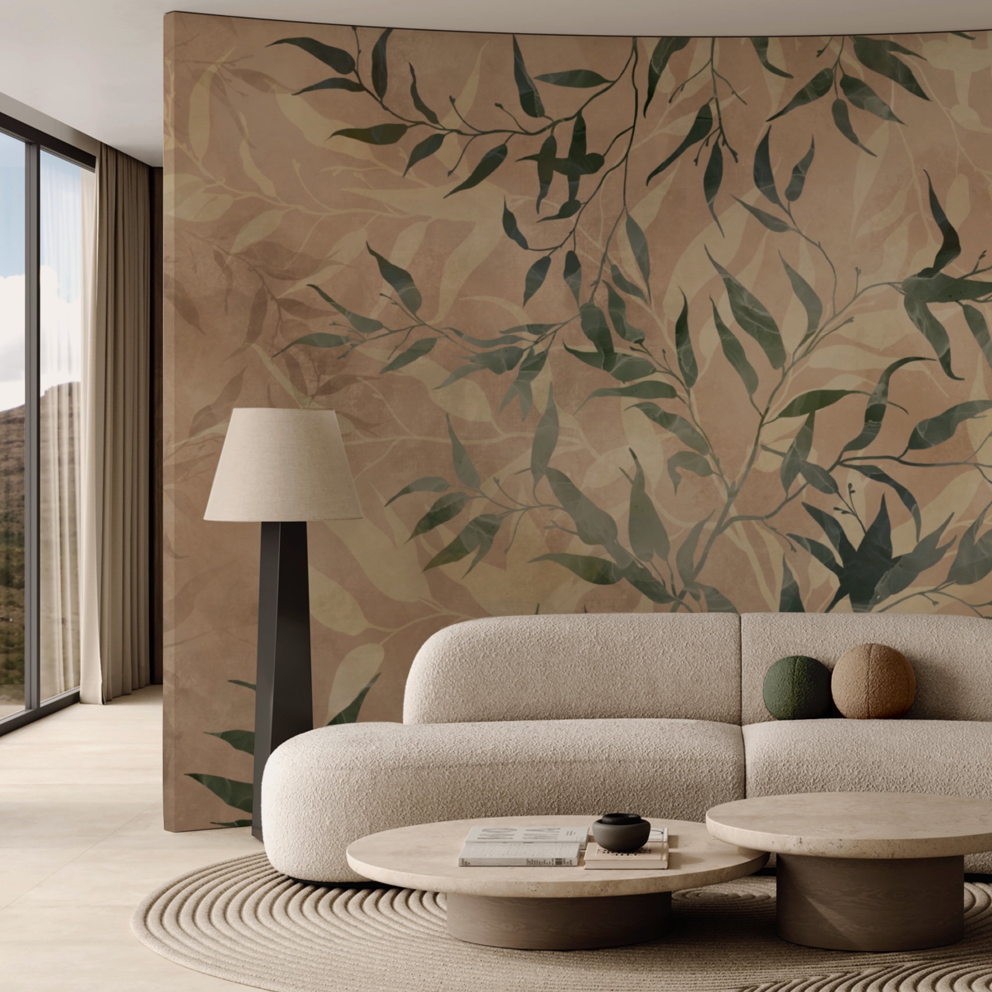 Feuillage naturel sur fond texturé