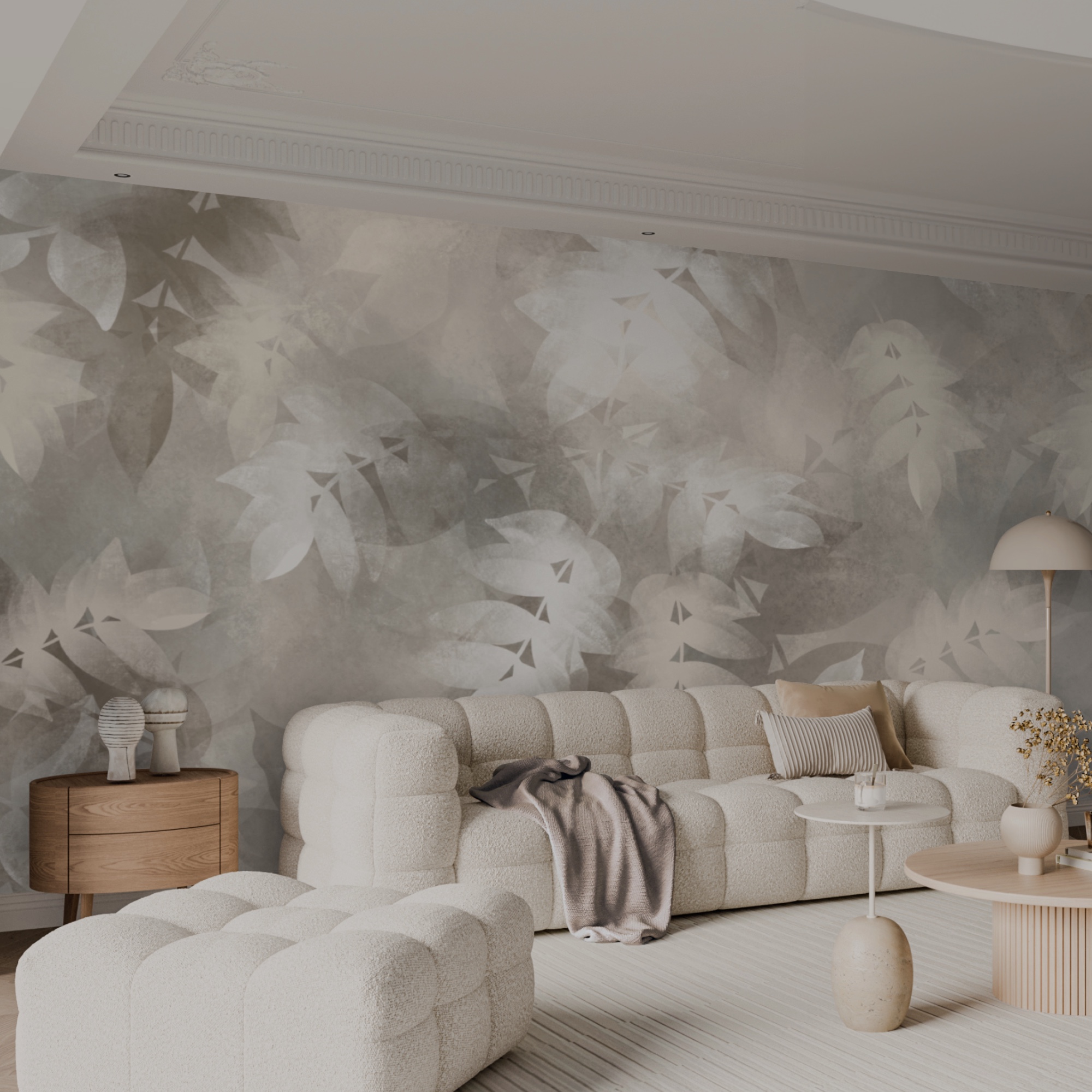 Fond gris et blanc avec des feuilles Fond gris et blanc avec des feuilles