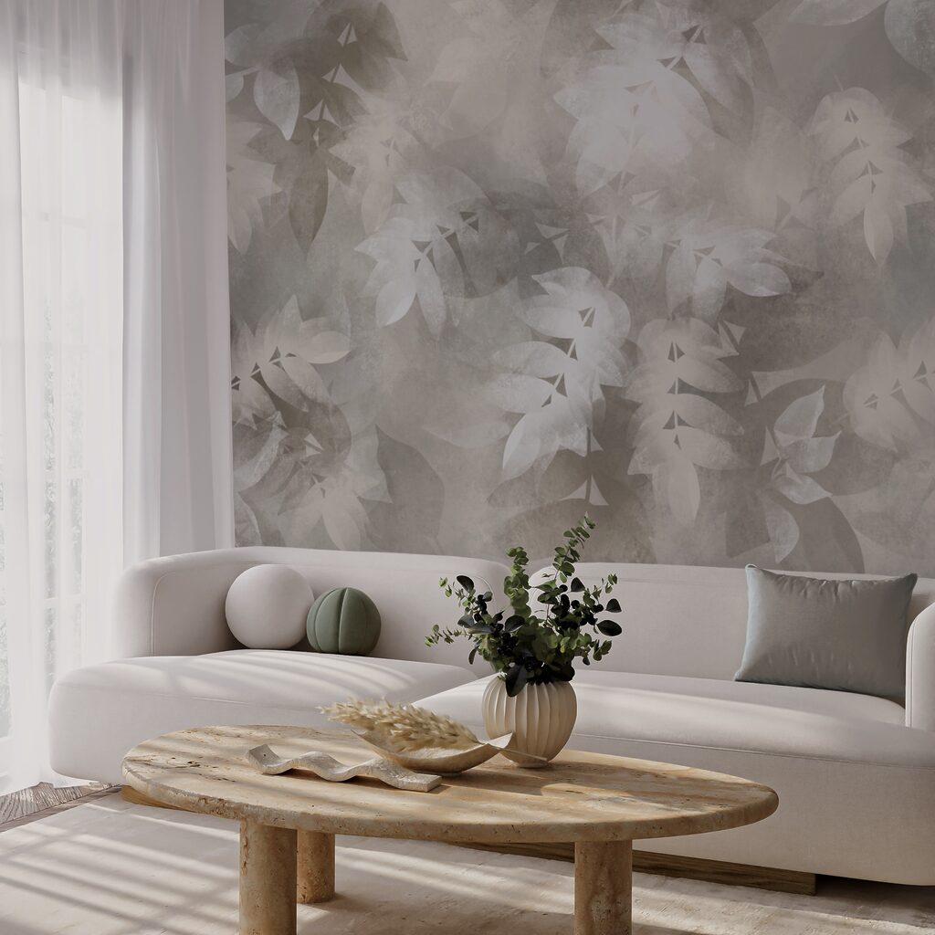 Fond gris et blanc avec des feuilles Fond gris et blanc avec des feuilles