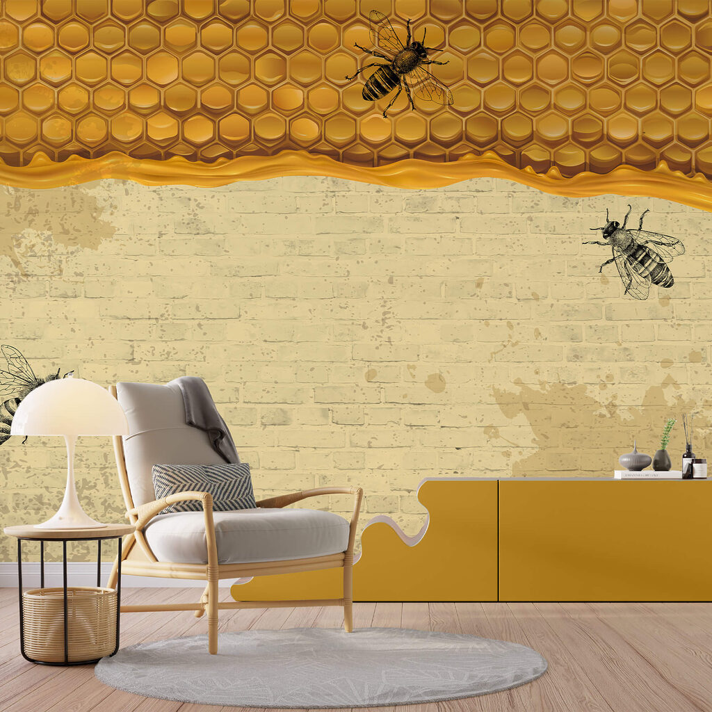Abeilles sur un mur de briques Abeilles sur un mur de briques