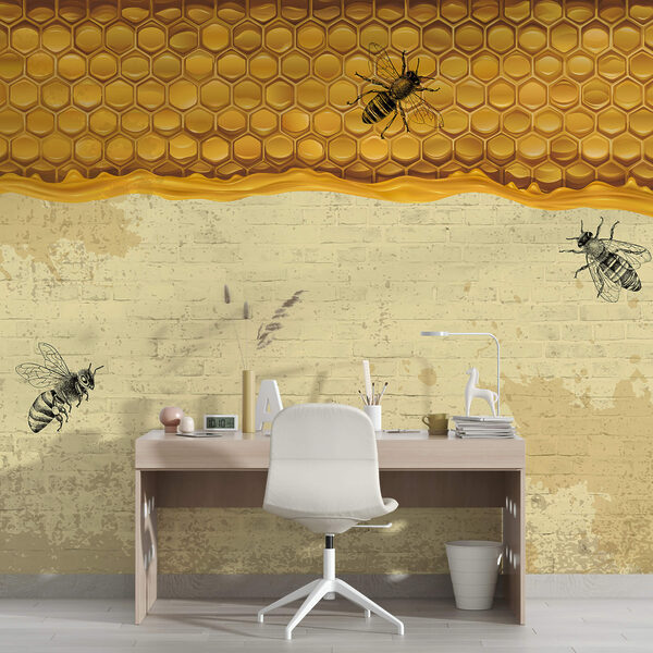 Abeilles sur un mur de briques Abeilles sur un mur de briques
