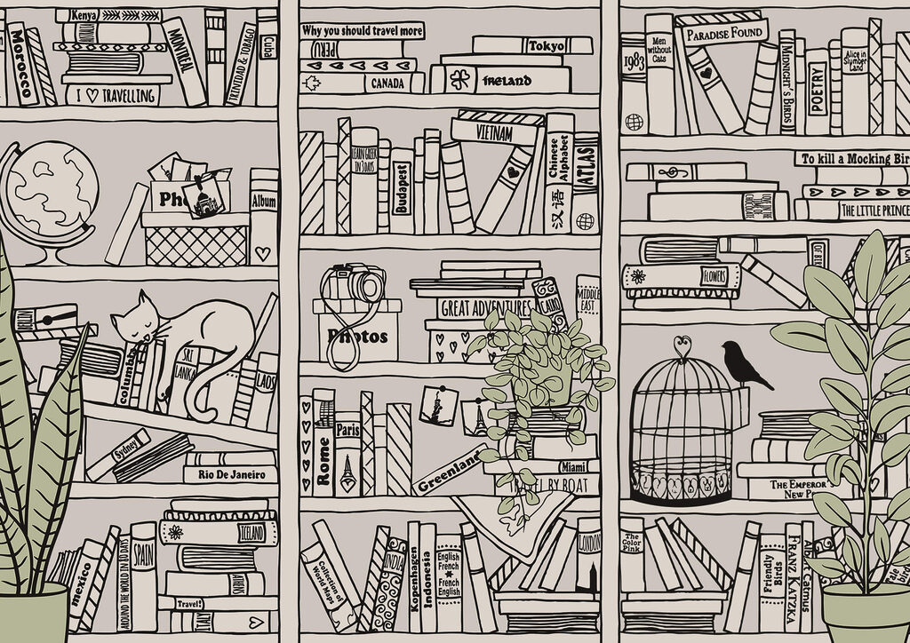 Papier peint avec des livres sur des étagères Papier peint avec des livres sur des étagères